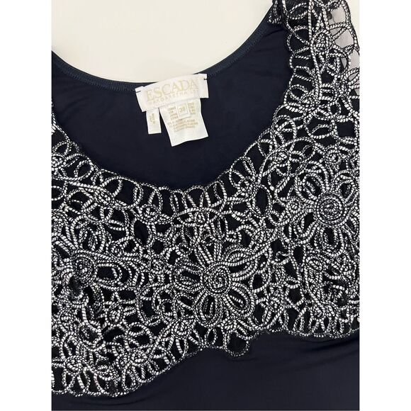 Vintage Escada Black Floral Lace Rayon Blend Bodysuit Size 38 S - Picture 2 of 3